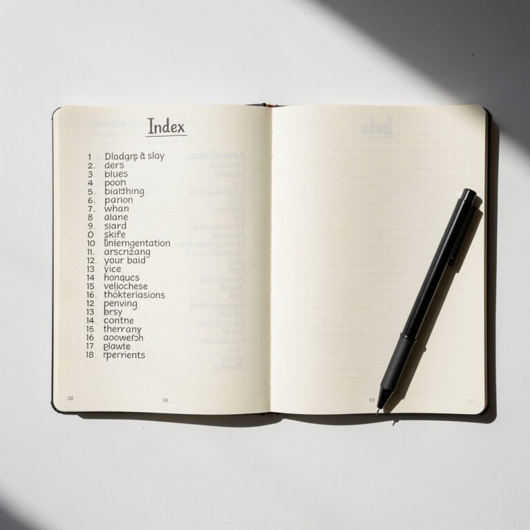 Bullet journal index page setup with table of contents