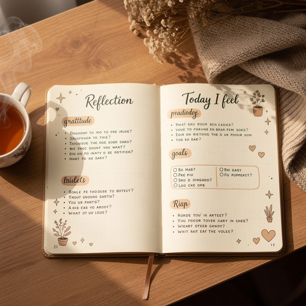 Daily reflection prompts page with questions