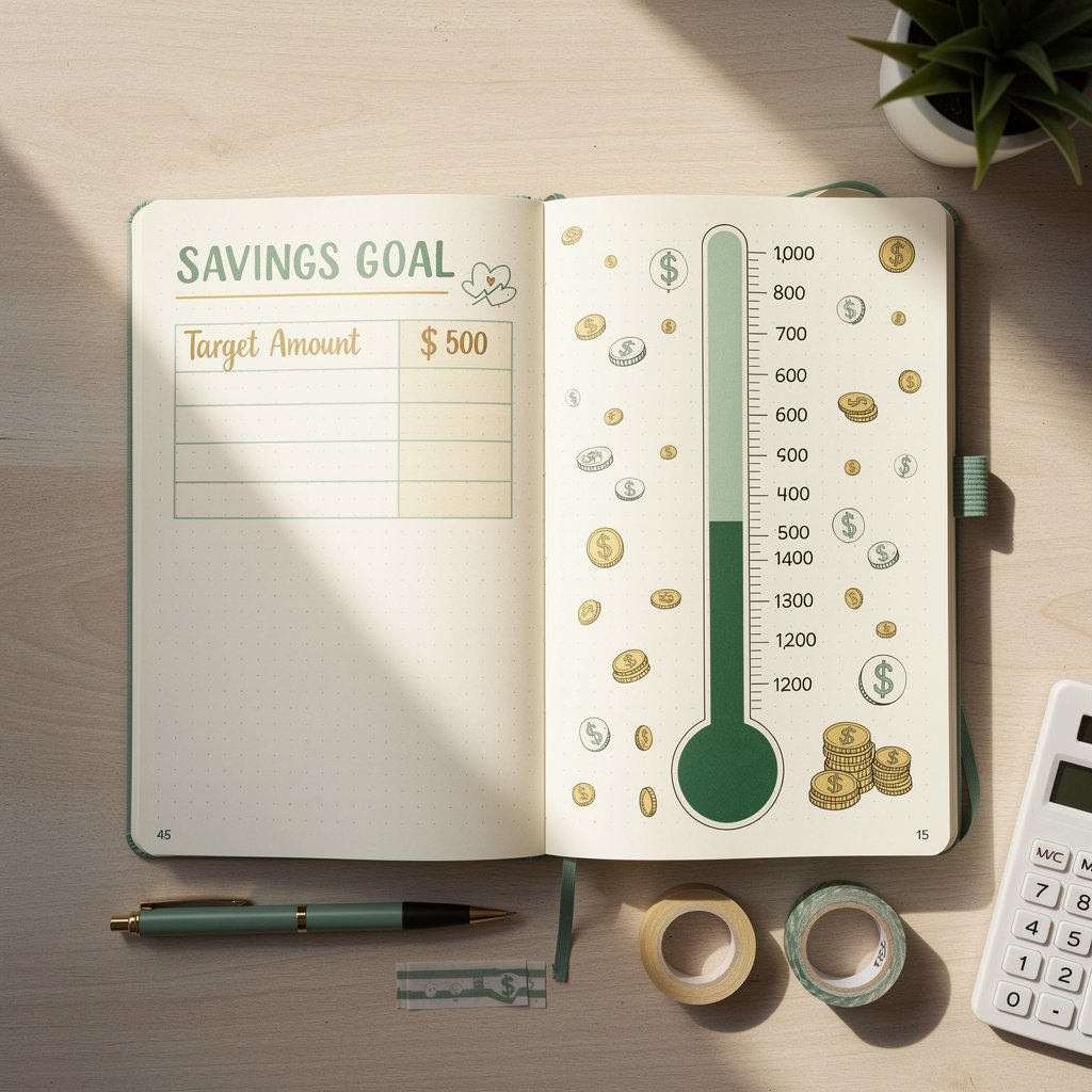 Visual savings goal tracker thermometer style
