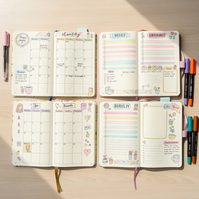 Bullet journal spreads and layouts library