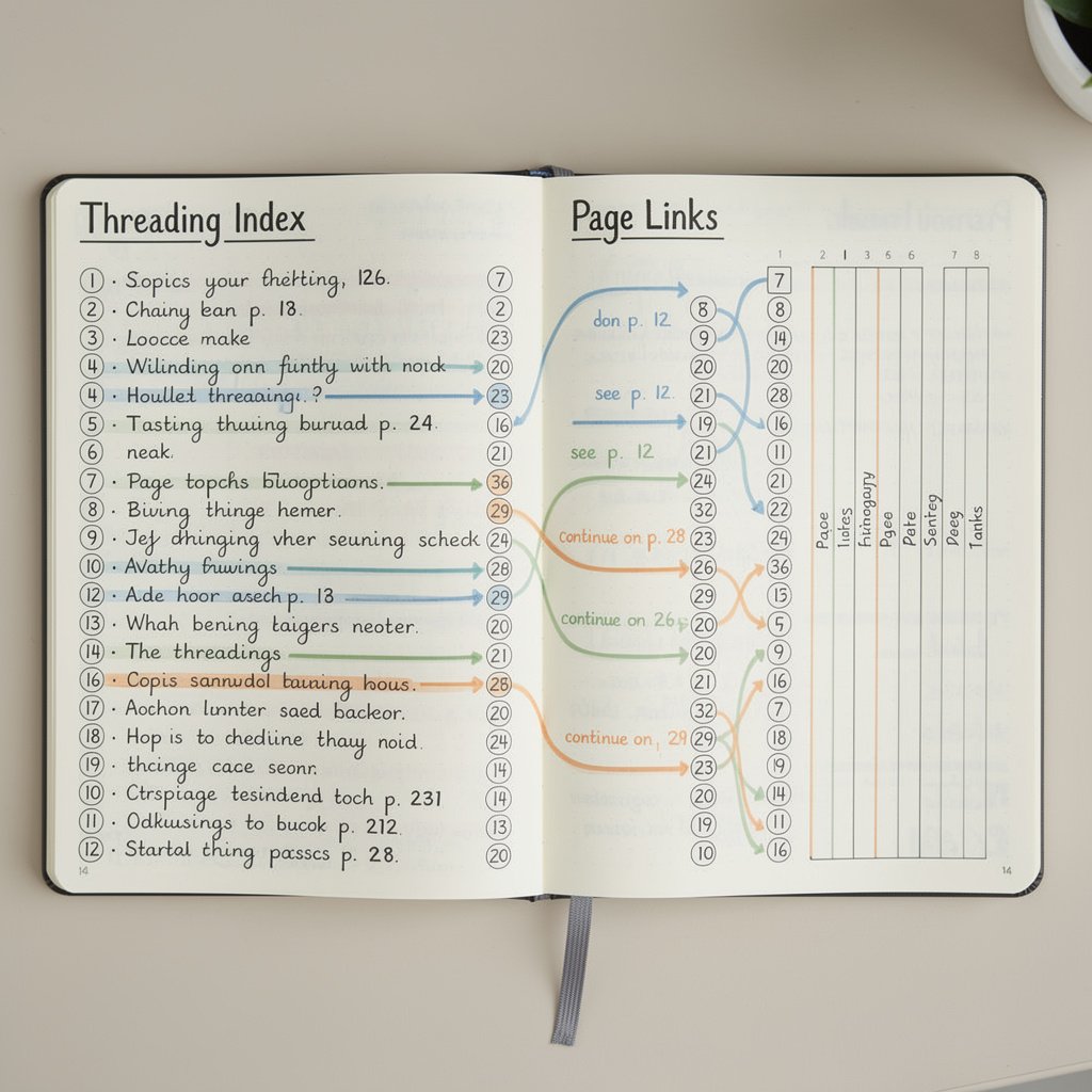 Threading Technique Threading technique showing connected page numbers