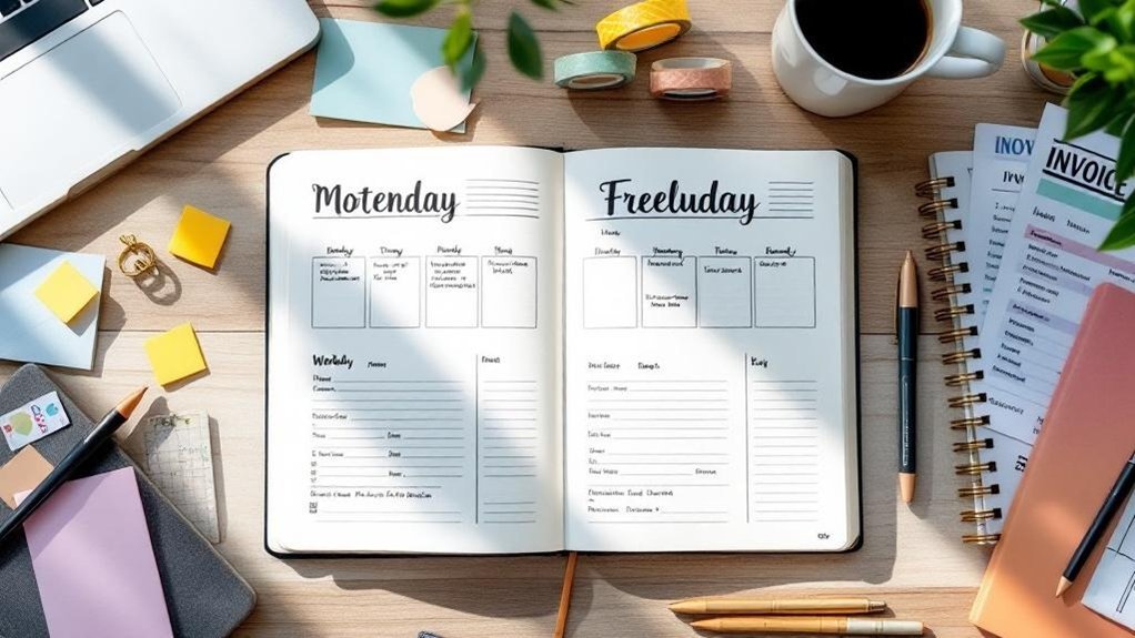 freelancer bullet journal spreads